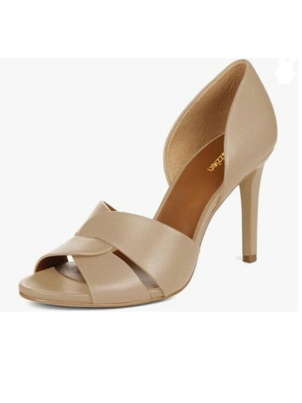 Pazzion Beige Open Toe High Heeled D'Orsay Pumps Slip On Two Piece Sandals